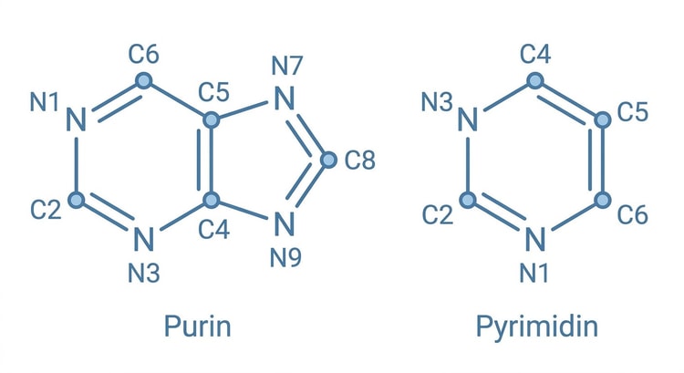 Strukturformler för purin- och pyrimidinringar