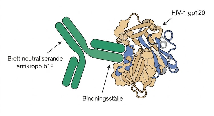 Röntgenkristallografisk struktur av den brett neutraliserande antikroppen b12 bunden till HIV-1 gp120