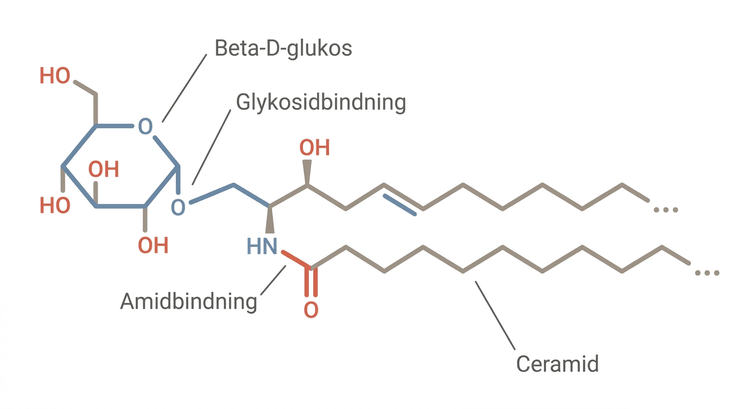 Strukturformel för beta-D-glukosylceramid
