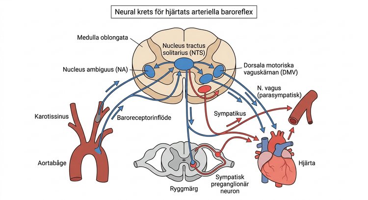 Neural krets för hjärtats arteriella baroreflex