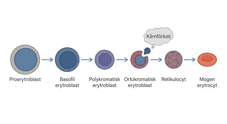 Schematisk framställning av erytropoesens mognadsstadier