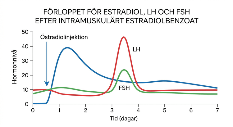 Förloppet för estradiol, LH och FSH efter intramuskulärt estradiolbenzoat hos premenopausala kvinnor