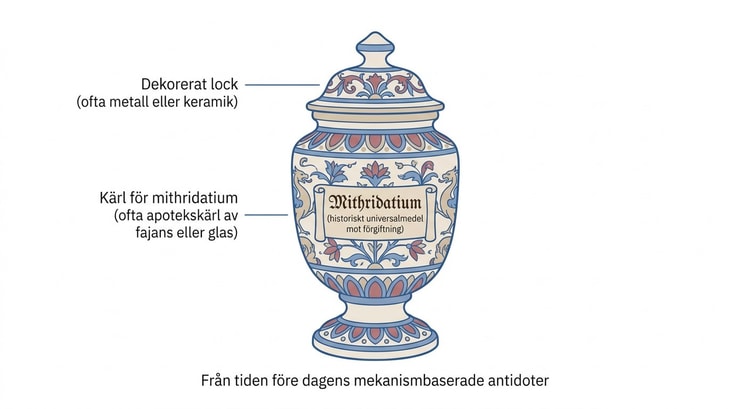 Dekorerat läkemedelskärl avsett för mithridatium.
