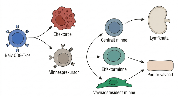 Differentieringsvägar för konventionellt och okonventionellt CD8-positivt T-cellsminne