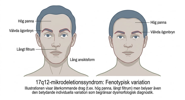 Två personer med genetiskt verifierat 17q12-mikrodeletionssyndrom och subtila gemensamma ansiktsdrag.