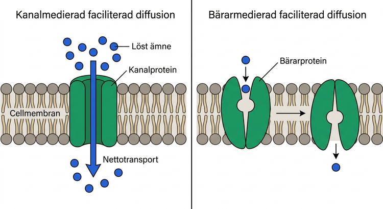 Jämförelse mellan kanalmedierad och bärarmedierad faciliterad diffusion
