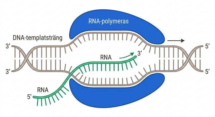 RNA-polymeras som syntetiserar RNA från en DNA-templatsträng