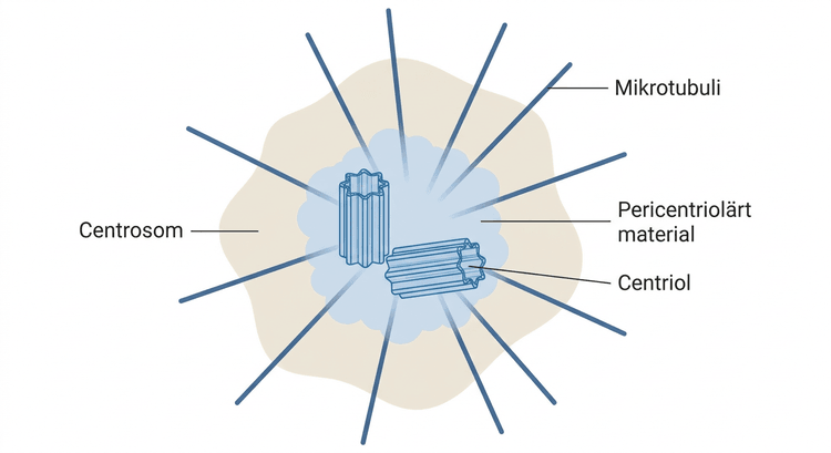 Schematisk bild av centrosom med två centrioler