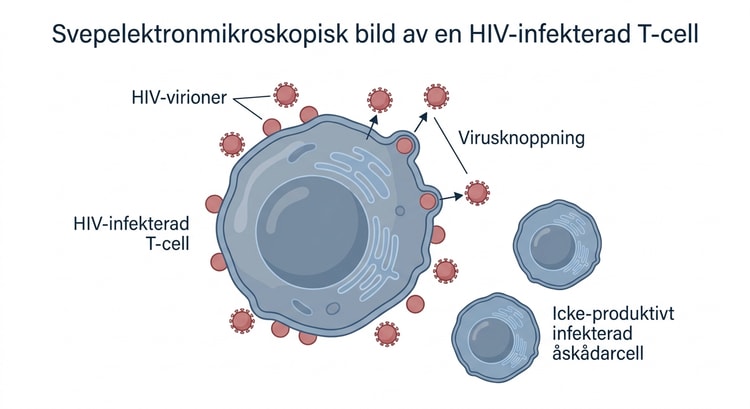 Svepelektronmikroskopisk bild av en HIV-infekterad T-cell