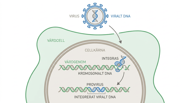 Viralt DNA som integreras i värdcellens kromosomala DNA