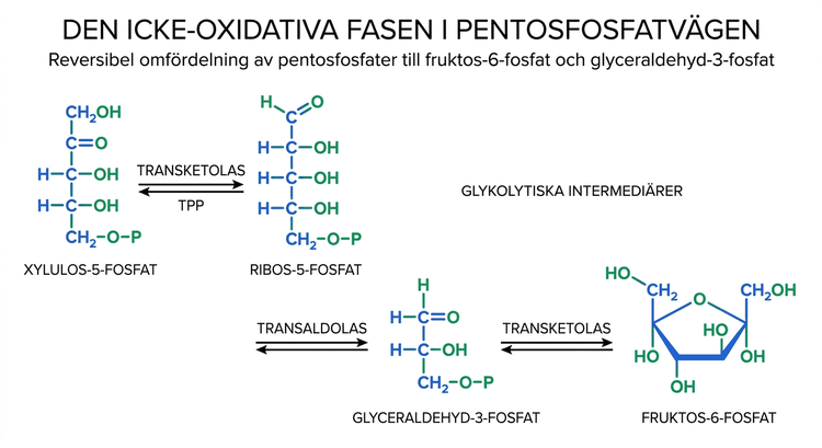 Den icke-oxidativa fasen i pentosfosfatvägen med pentoser och glykolytiska intermediärer