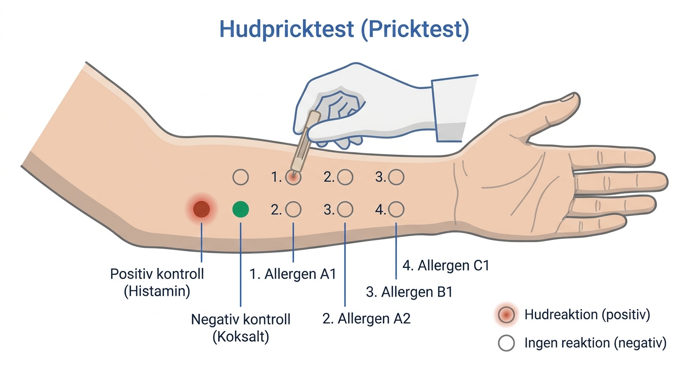 Pricktest på underarm med flera testställen