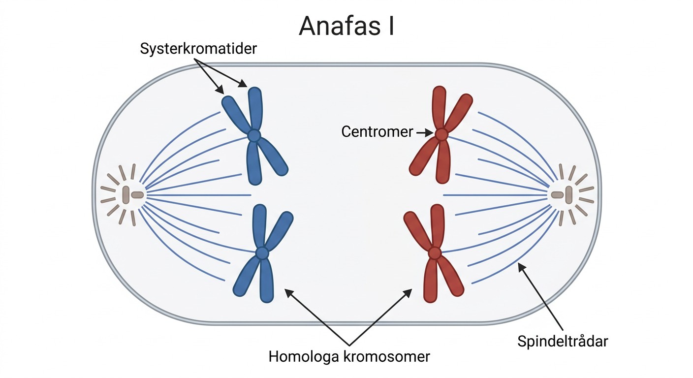 Anafas I med separation av homologa kromosomer