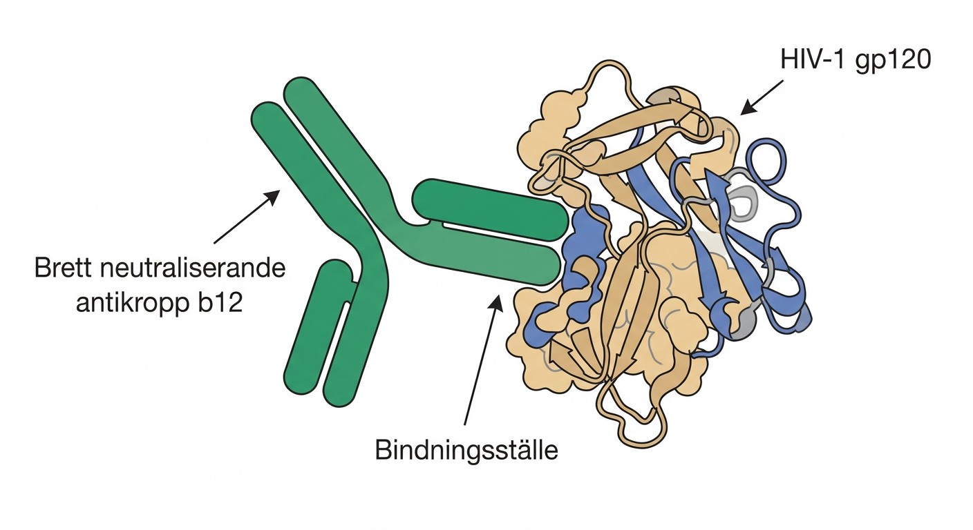 Röntgenkristallografisk struktur av den brett neutraliserande antikroppen b12 bunden till HIV-1 gp120