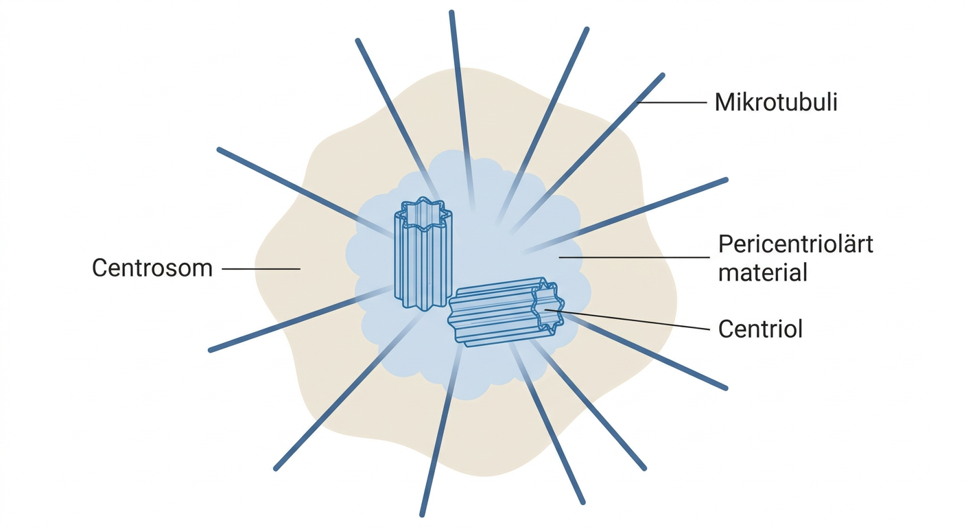 Schematisk bild av centrosom med två centrioler