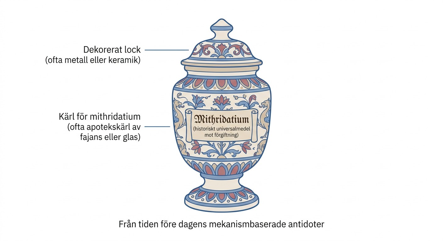 Dekorerat läkemedelskärl avsett för mithridatium.